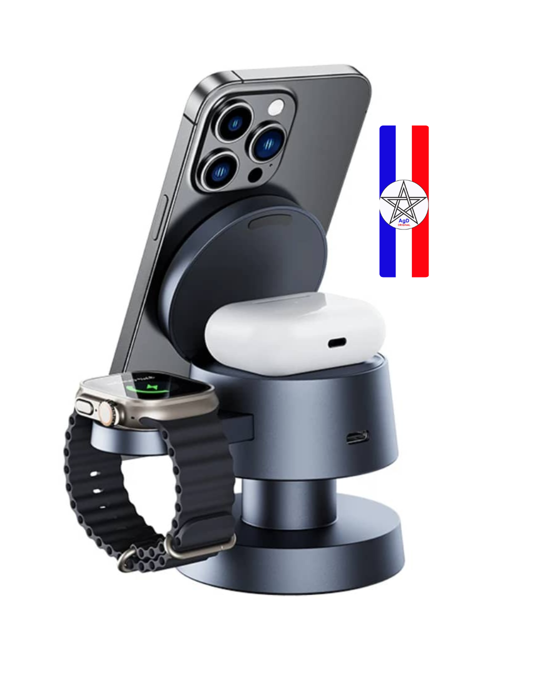 Station de Charge sans Fil Magnétique 4-en-1