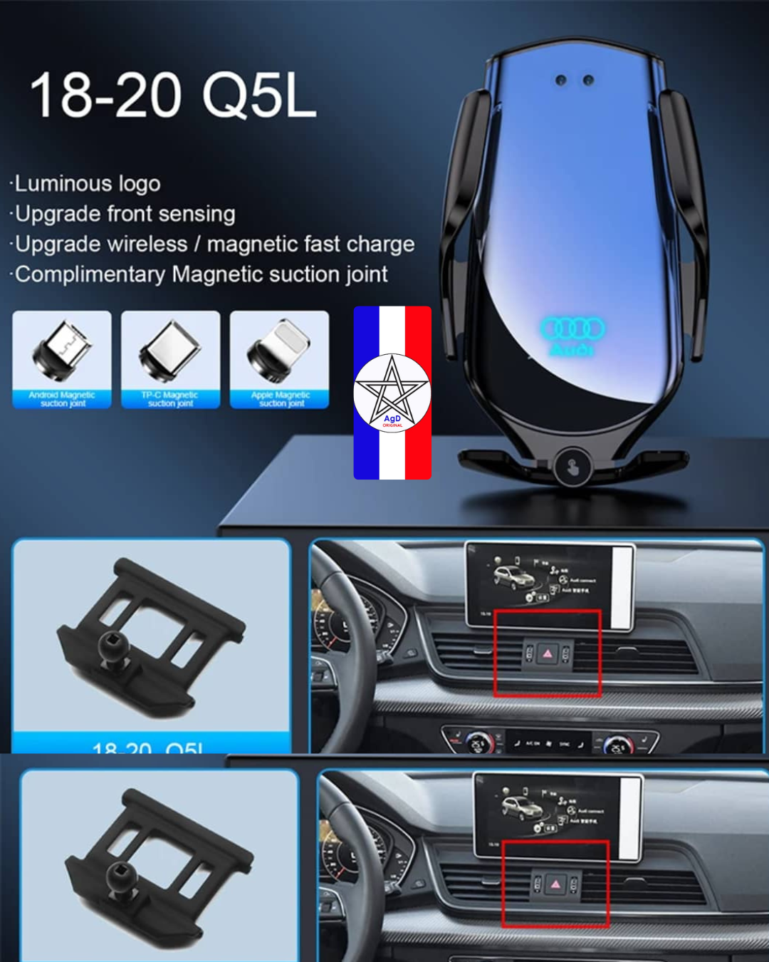 Support de Téléphone pour Voiture avec Charge sans Fil – Image 2