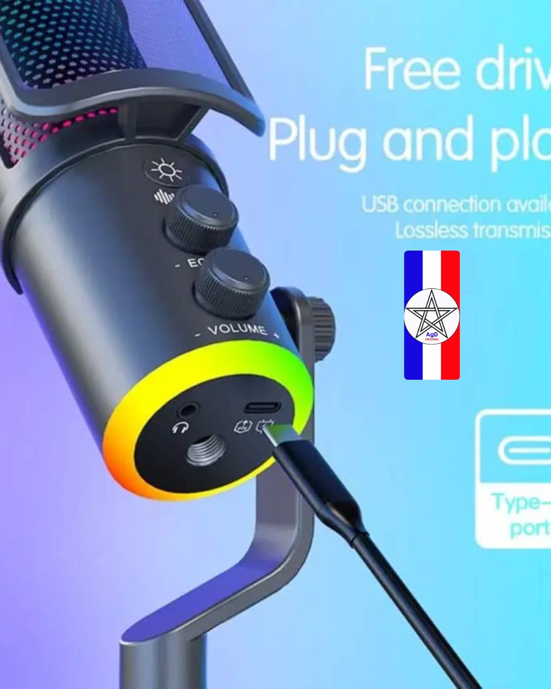 Microphone USB de Bureau avec Eclairage RGB – Image 4