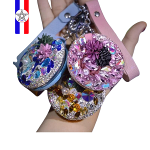  Porte-clé miroir décoratif en strass